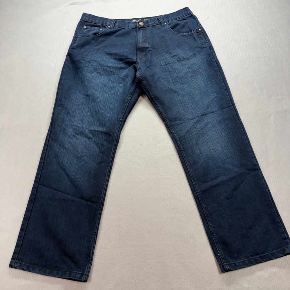 Brooklyn‎ Xpress Jeans Mens 40 Blue Dark Wash Straight Leg BX Logo Trim